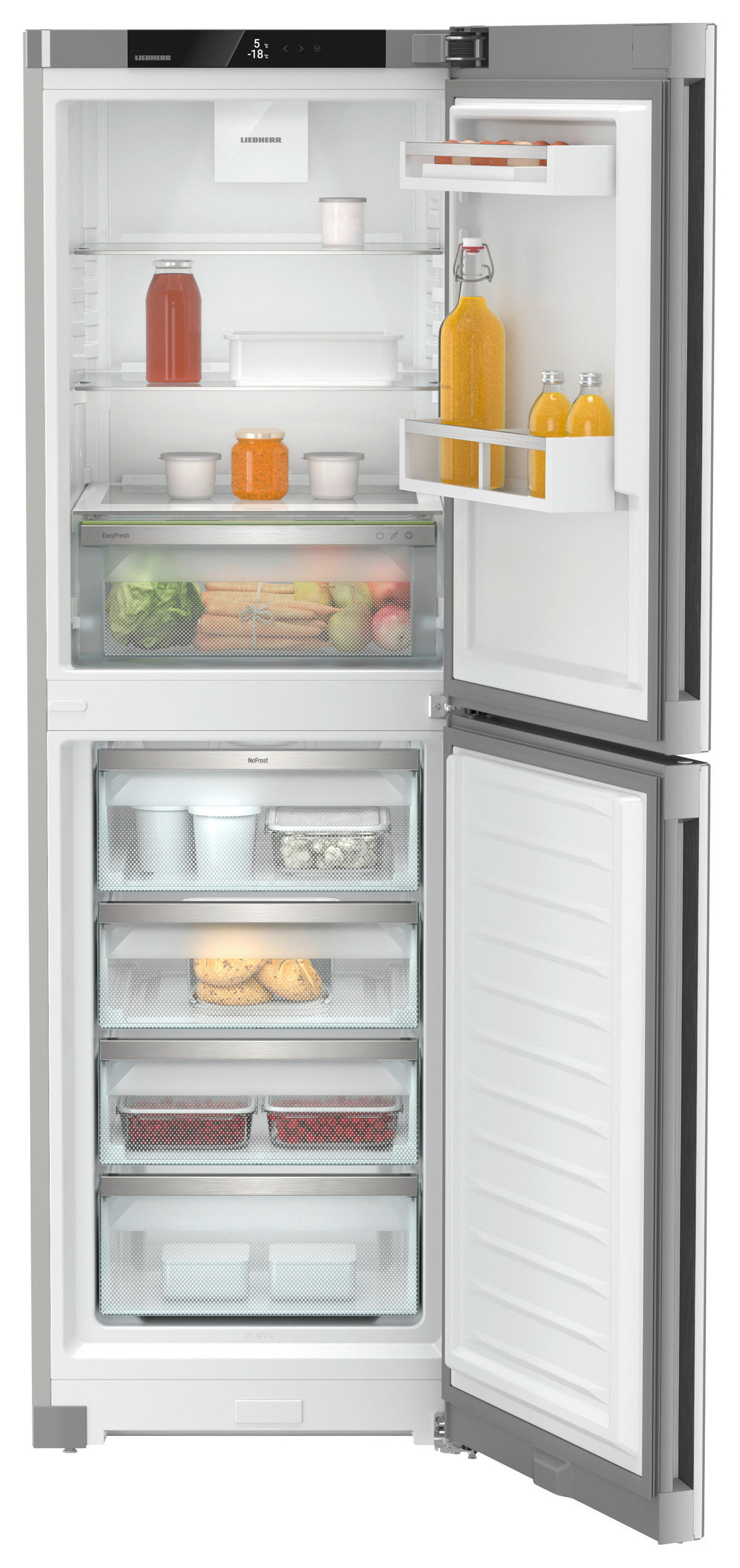 KÜHL-GEFRIER-KOMBINATION 59,7/185,5/67,5 cm CNSFD5204  - Edelstahlfarben, Basics, Glas/Kunststoff (59,7/185,5/67,5cm) - Liebherr