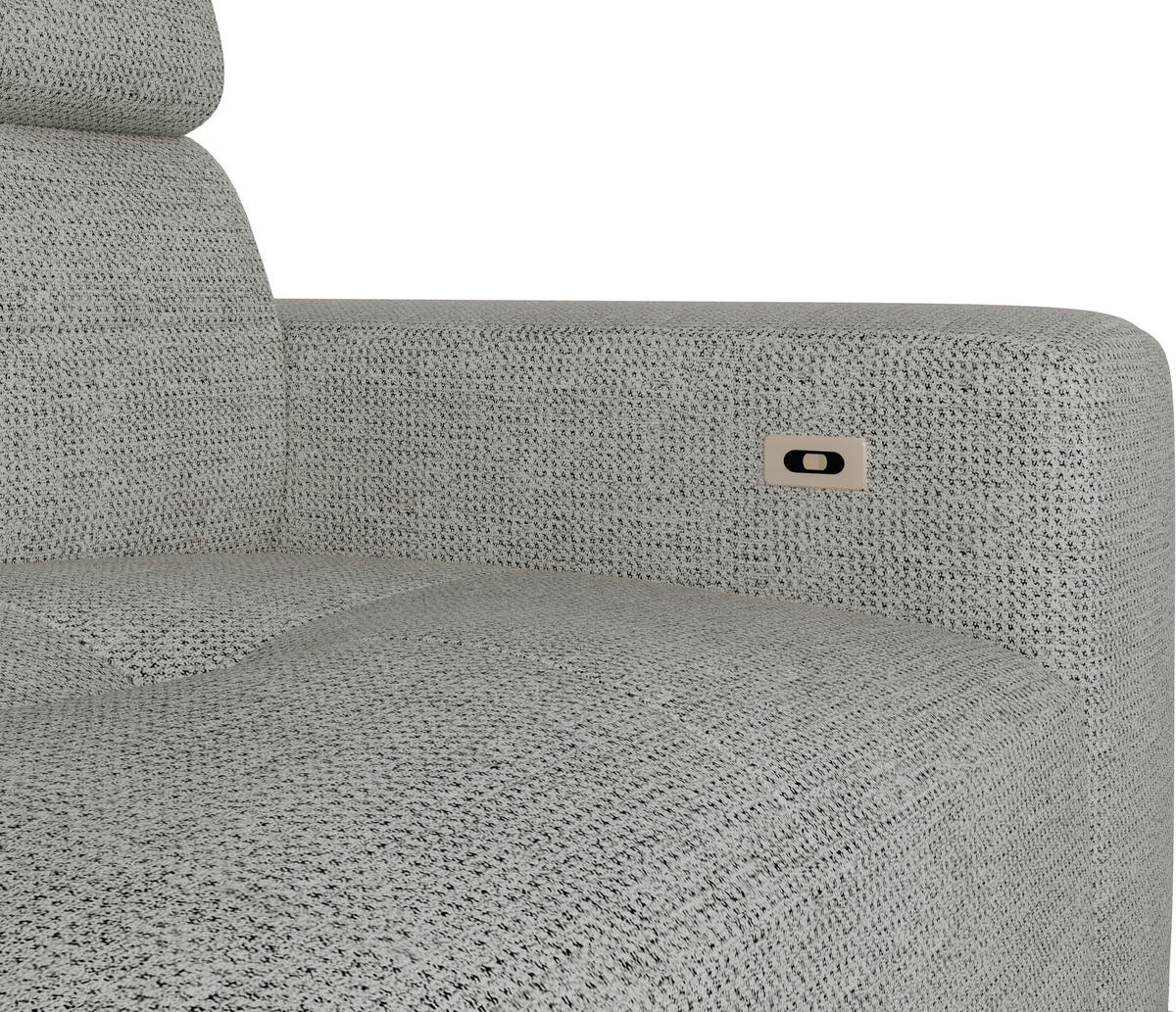 ECKSOFA Greige Chenille  - Greige/Schwarz, KONVENTIONELL, Textil/Metall (178/264cm) - Hom`in