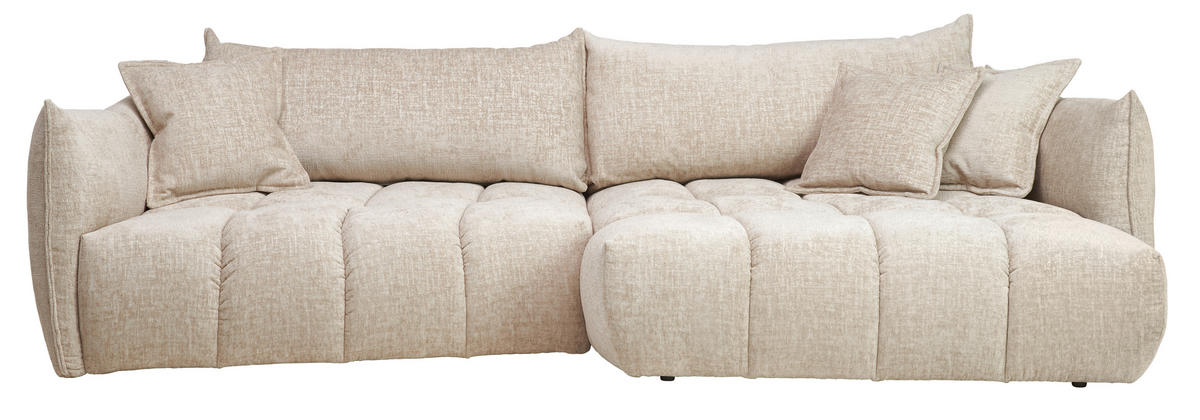 ECKSOFA Beige Chenille Zierkissen, Rückenkissen, Rücken echt  - Beige/Schwarz, Design, Kunststoff/Textil (302/156cm) - Lomoco