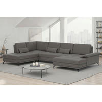 SEDACÍ SOUPRAVA, kůže, mokka - černá/mokka, Basics, kov/textil (223/363/176cm) - Sit & More
