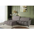 ECKSOFA Taupe Flachgewebe Rücken echt, Kopfteilverstellung, Sitztiefenverstellung  - Taupe/Schwarz, KONVENTIONELL, Textil/Metall (175/272cm) - Carryhome