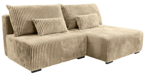 ECKSOFA in Cord Beige  - Beige/Schwarz, MODERN, Holz/Textil (210/145cm) - Carryhome