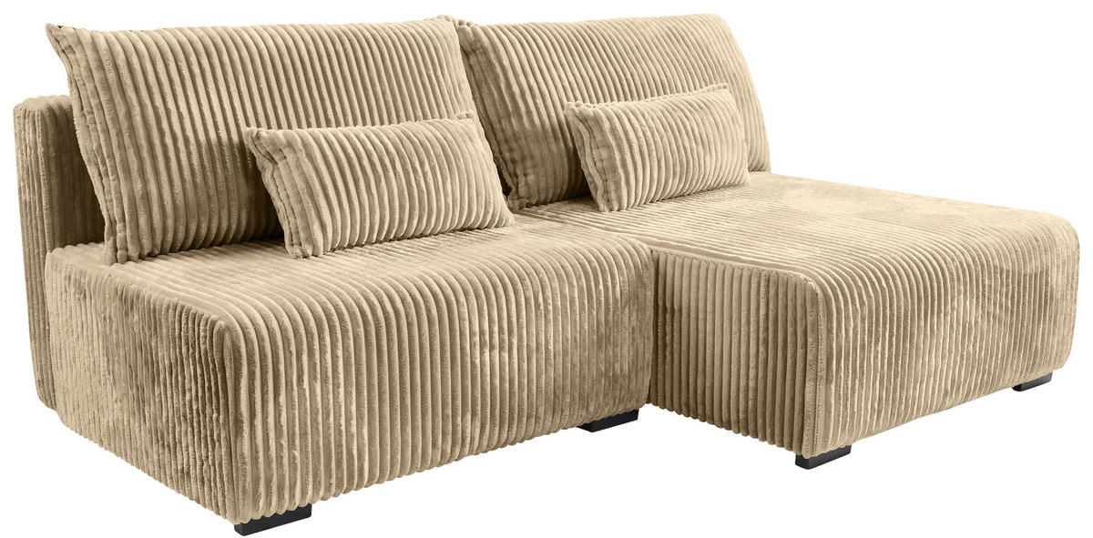 ECKSOFA Beige Cord  - Beige/Schwarz, MODERN, Holz/Textil (210/145cm) - Carryhome