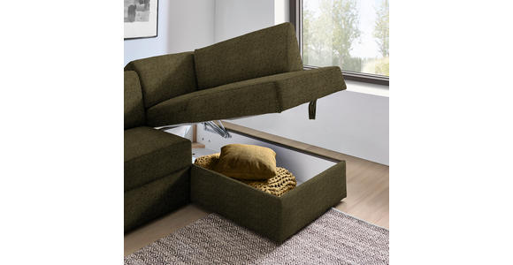 ECKSOFA in Webstoff Olivgrün  - Schwarz/Olivgrün, KONVENTIONELL, Kunststoff/Textil (224/165cm) - Xora