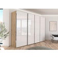 SCHWEBETÜRENSCHRANK 316/235/68 cm 4-türig Weiß, Eiche Artisan  - Chromfarben/Weiß, Design, Glas/Holzwerkstoff (316/235/68cm) - Novel