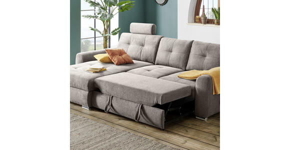 ECKSOFA in Mikrofaser Braun  - Chromfarben/Braun, MODERN, Kunststoff/Textil (276/193cm) - Hom`in