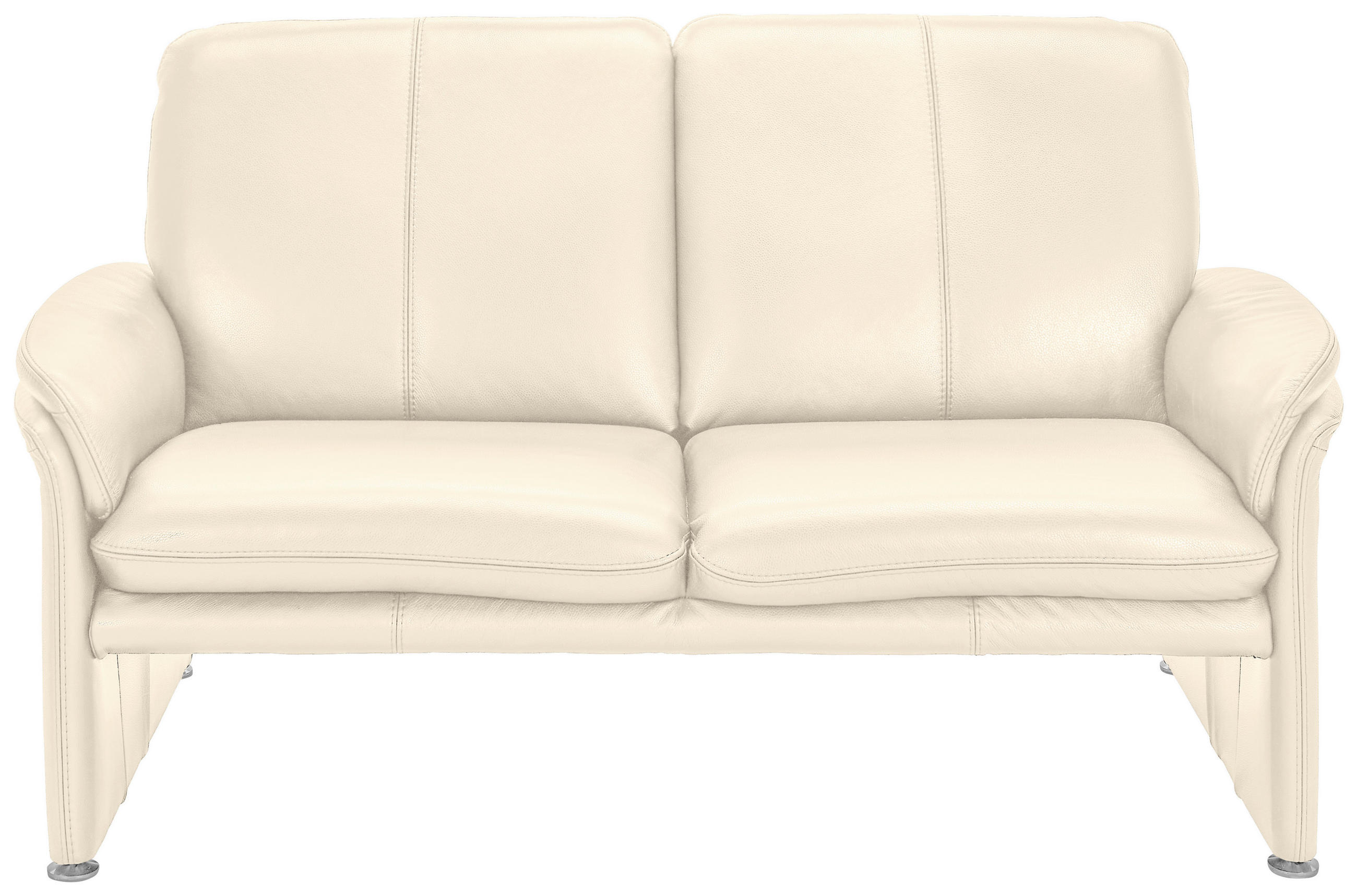 2,5-SITZER Beige Echtleder  - Chromfarben/Beige, KONVENTIONELL, Leder/Metall (186/90/86cm) - Celina Home