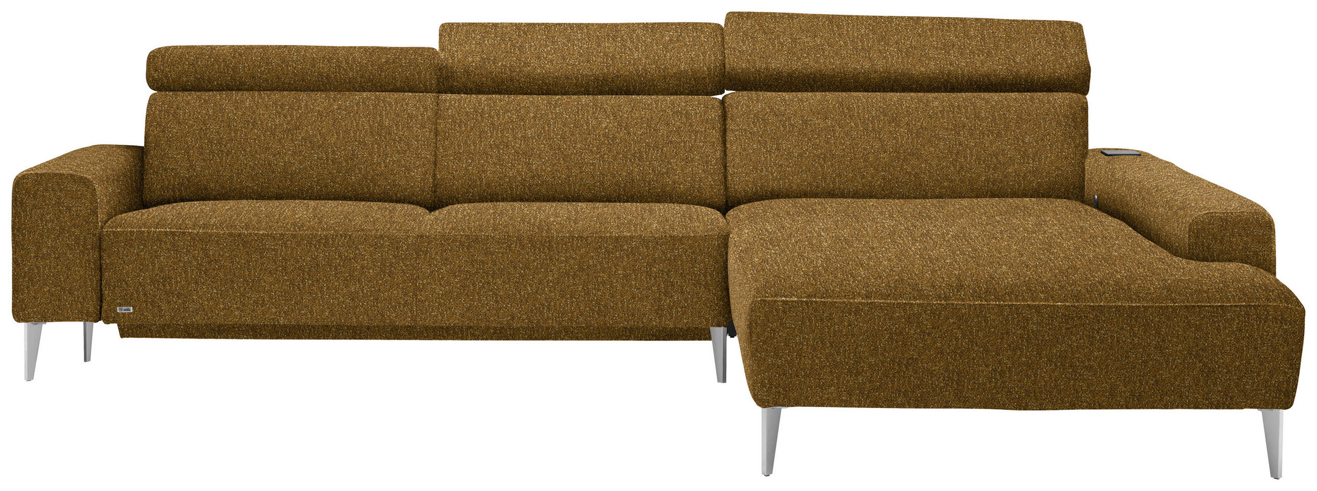 ECKSOFA  in Mikrovelours Senfgelb  308/205 cm  - Senfgelb/Alufarben, Design, Textil (308/205cm) - Sedda