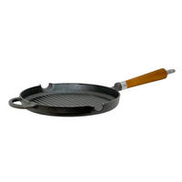 BRATPFANNE  - Schwarz/Braun, Basics, Holz/Metall (57/28/8cm)
