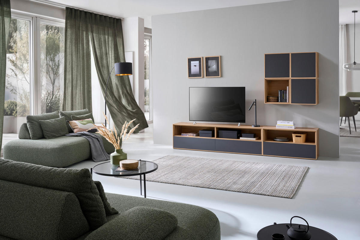 TV-ELEMENT Eichefarben  179,1/52/40 cm  - Eichefarben, Design, Holzwerkstoff (179,1/52/40cm) - home24