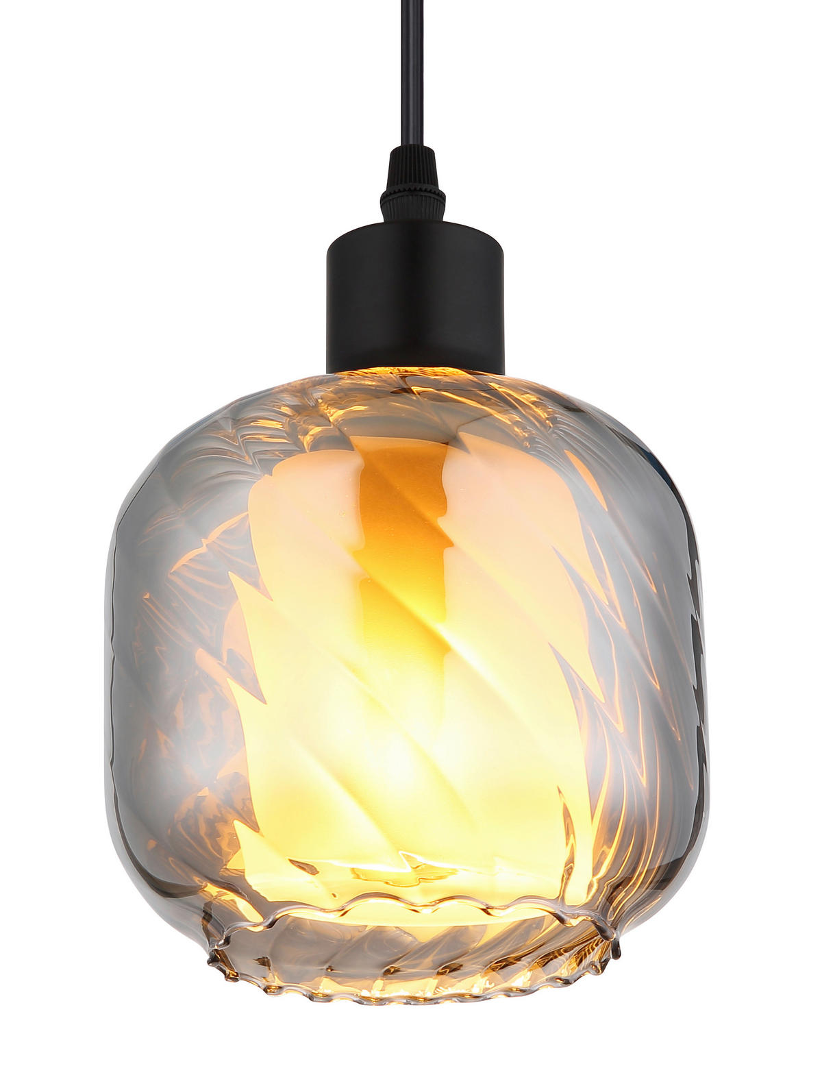 HÄNGELEUCHTE XIA 14/120 cm   - Opal/Schwarz, Design, Glas/Kunststoff (14/120cm) - Globo