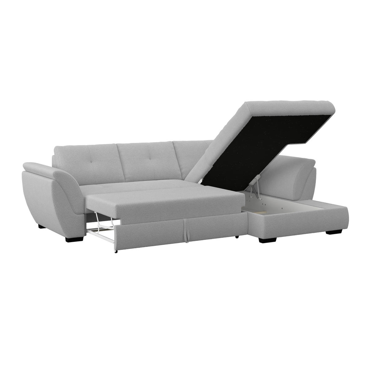 ECKSOFA Hellgrau  - Hellgrau/Schwarz, Konventionell, Textil (278/187cm) - MID.YOU