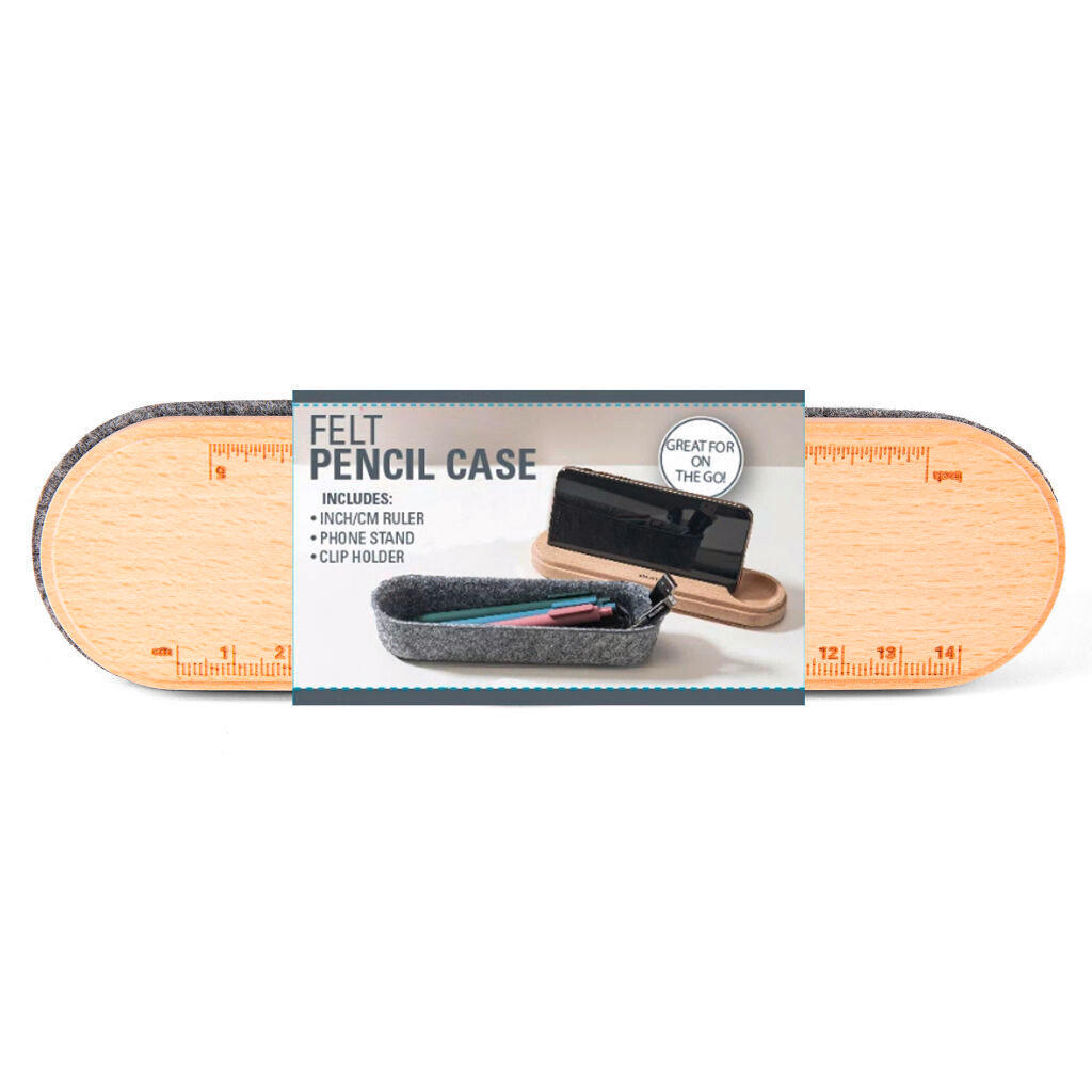 KUTIJA ZA PISAĆI PRIBOR - siva/boje bukve, Basics, drvo/tekstil (5,5/5,5/20cm) - Kikkerland