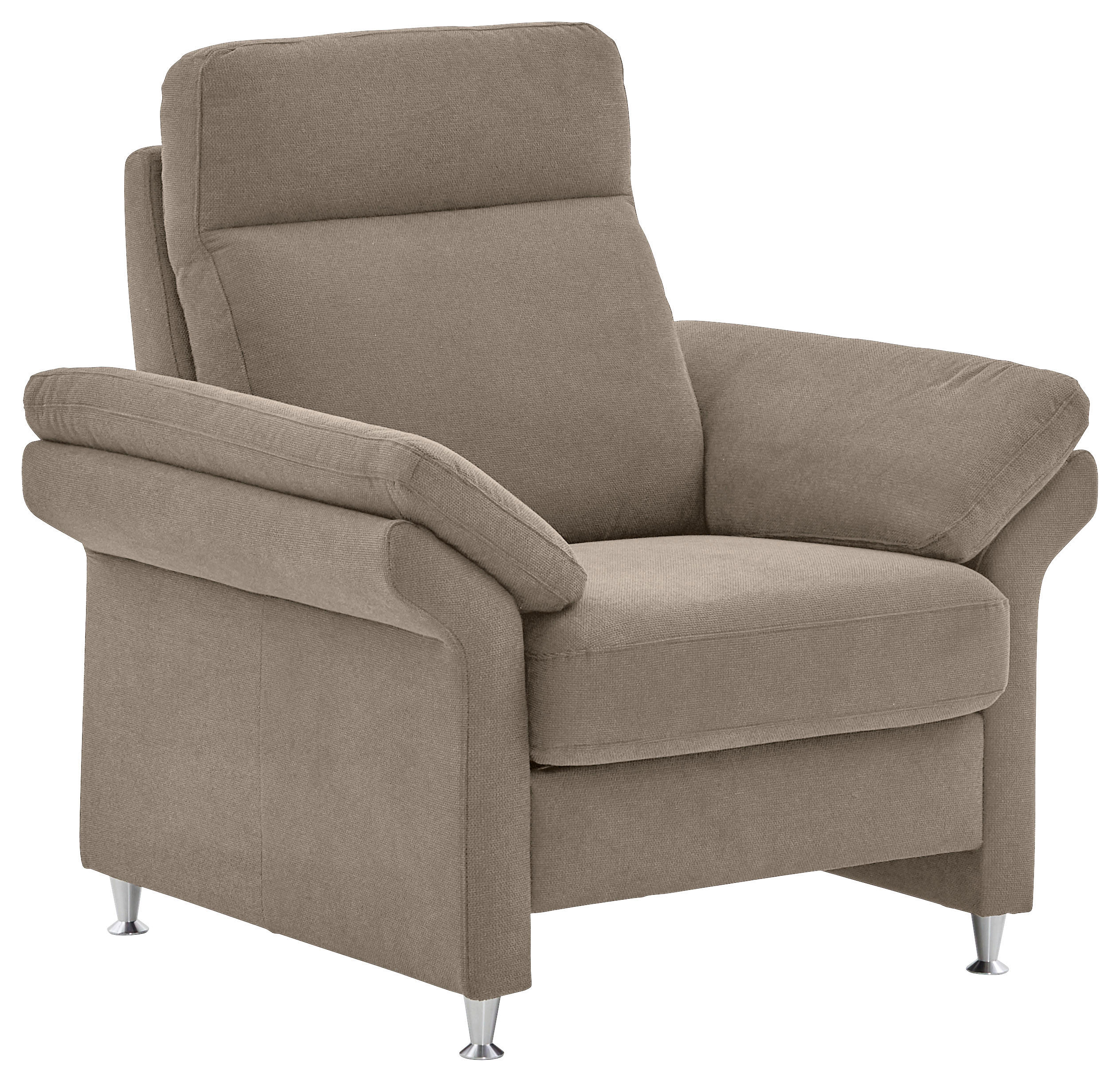 FERNSEHSESSEL Flachgewebe Taupe  - Taupe/Alufarben, MODERN, Textil/Metall (96/103/89cm) - Pure Home Comfort