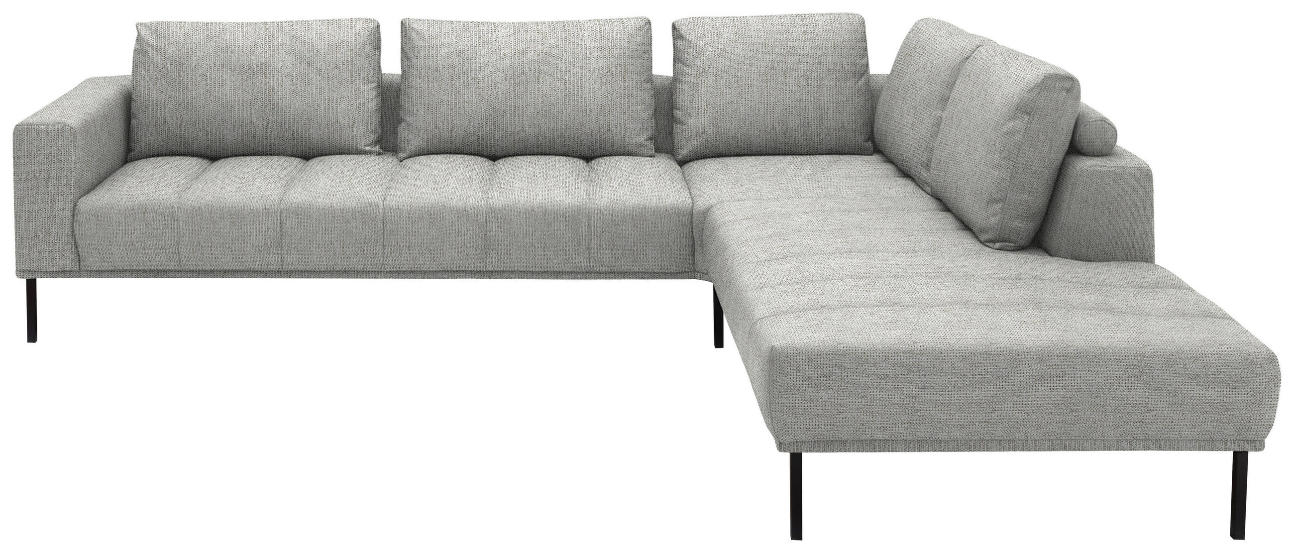 ECKSOFA  in Flachgewebe Silberfarben  308/270 cm  - Silberfarben/Schwarz, Design, Textil/Metall (308/270cm) - Pure Home Lifestyle