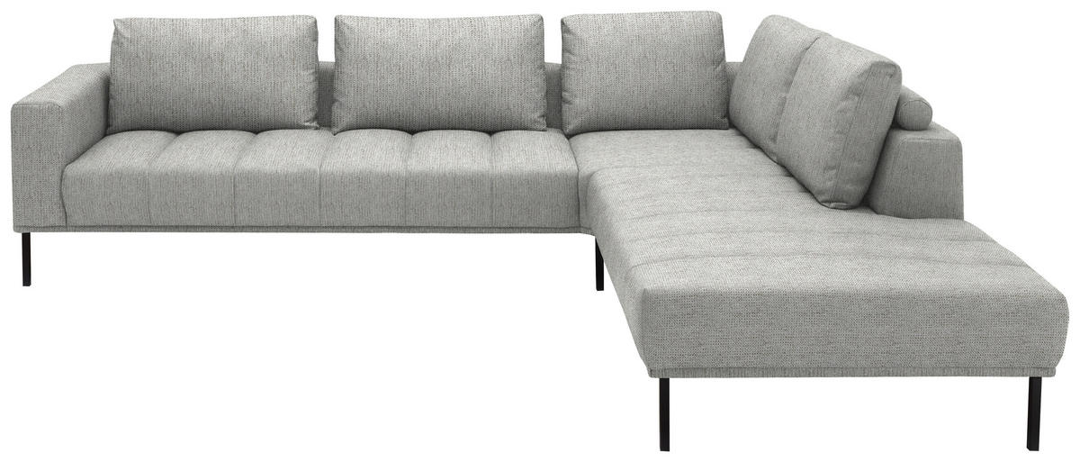 ECKSOFA  in Flachgewebe Silberfarben  308/270 cm  - Silberfarben/Schwarz, Design, Textil/Metall (308/270cm) - Pure Home Lifestyle
