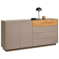 TÁLALÓSZEKRÉNY 189/90/42 cm  - tölgyfa/taupe, Design, faalapú anyag/Üveg (189/90/42cm) - Novel