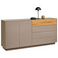 SIDEBOARD Taupe, Eichefarben  189/90/42 cm  - Taupe/Eichefarben, Design, Glas/Holz (189/90/42cm) - Novel