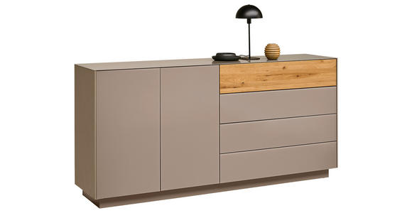 SIDEBOARD Taupe, Eichefarben 189/90/42 cm - Taupe/Eichefarben, Design, Glas/Holz (189/90/42cm) - Novel