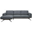ECKSOFA  in Struktur Dunkelgrau  157/262 cm  - Dunkelgrau/Schwarz, Design, Textil/Metall (157/262cm) - Novel