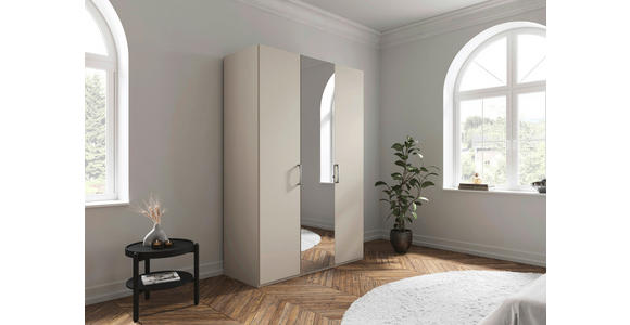 DREHTÜRENSCHRANK 151/223/61 cm,  in Champagner, 3-türig  - Chromfarben/Edelstahlfarben, Basics, Glas/Holzwerkstoff (151/223/61cm) - Novel