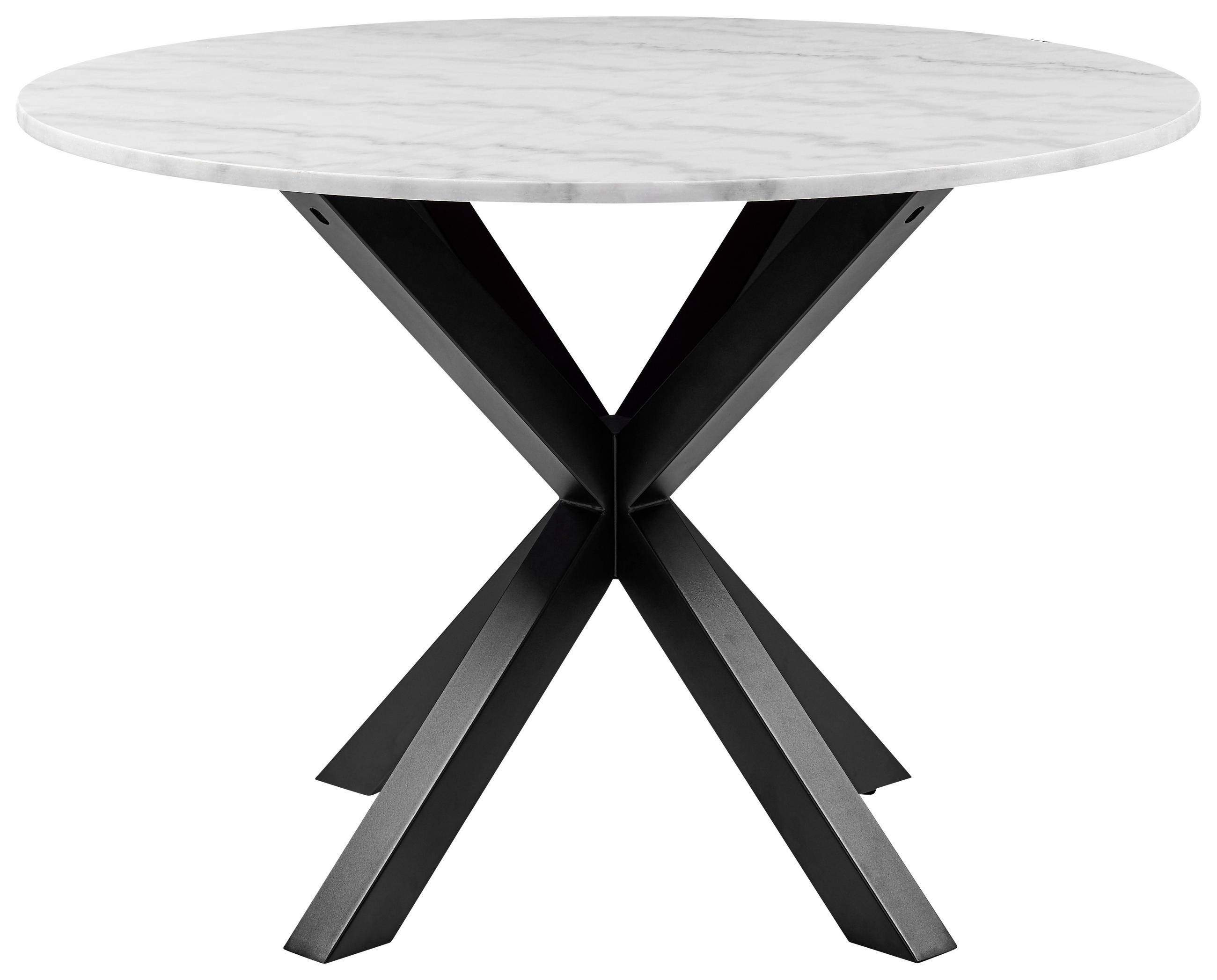 ESSTISCH in Metall, Stein - Schwarz/Weiß, KONVENTIONELL, Stein/Metall (110/76cm) - MID.YOU
