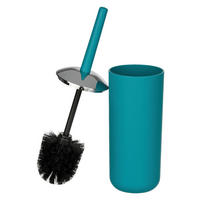 WC-BÜRSTENGARNITUR - Silberfarben/Petrol, Basics, Kunststoff (10/37cm) - Wenko
