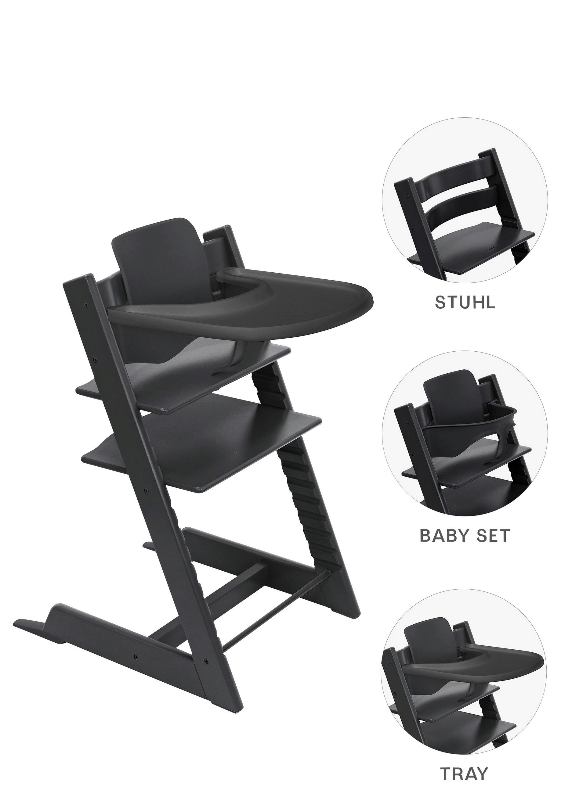 HOCHSTUHL-SET Tripp Trapp Bundle Schwarz Black  - Schwarz, Basics, Holz (46/79/49cm) - Stokke