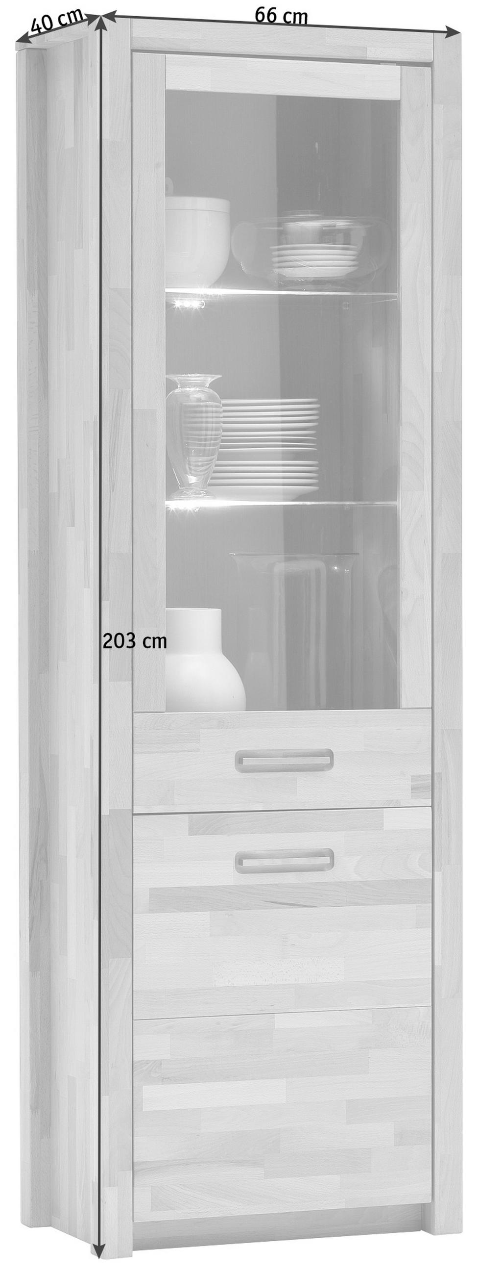 VITRINE in massiv Kernbuche Buchefarben  - Buchefarben/Alufarben, Design, Glas/Holz (66/203/40cm) - MID.YOU