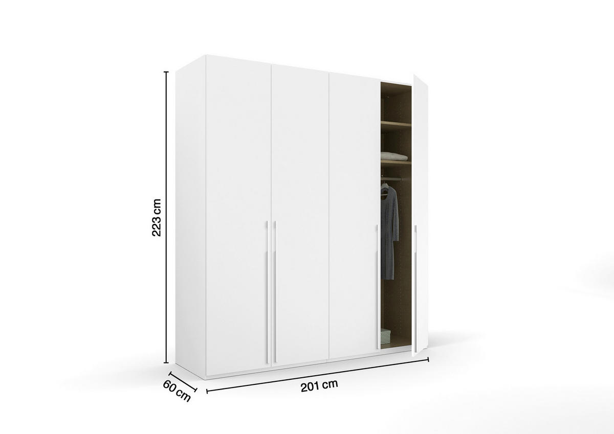 DREHTÜRENSCHRANK in Weiss  - Weiss, Trend, Holzwerkstoff/Metall (201/223/60cm) - Novel