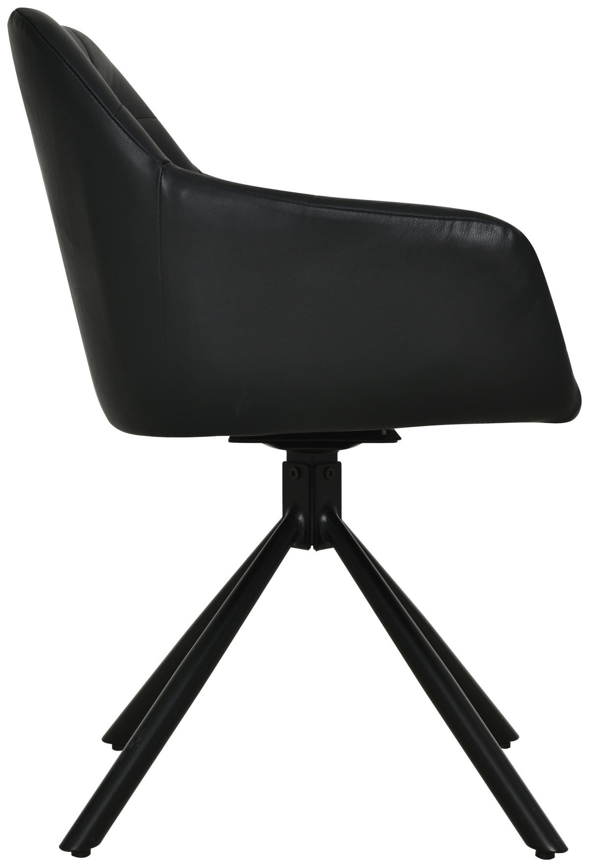 ARMLEHNSTUHL  in Eisen Echtleder pigmentiert  - Schwarz, Basics, Leder/Holz (56/82/59cm) - Livetastic