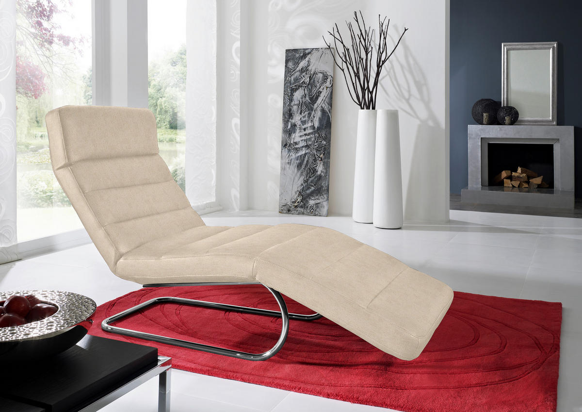 RELAXLIEGE in Mikrofaser Beige  - Chromfarben/Beige, Design, Textil/Metall (65/91/170cm) - Chilliano