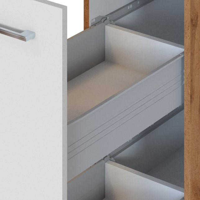 APOTHEKERSCHRANK 30/200/60 cm  in Weiss, Eichefarben  - Chromfarben/Weiss, Modern, Holzwerkstoff/Metall (30/200/60cm) - Held