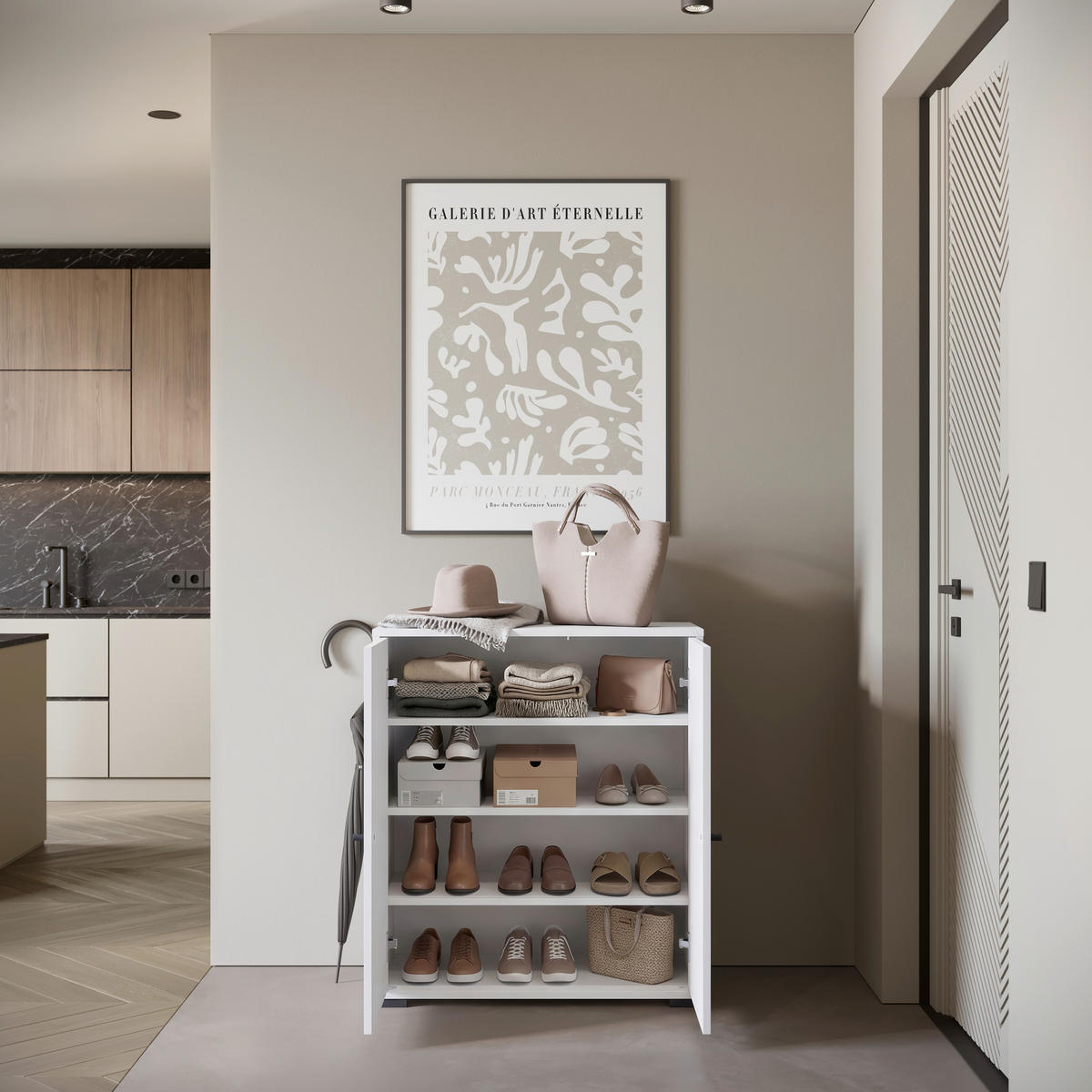 SKOSKÅP  i 70/80/33 cm  - vit/svart, Basics, metall/trämaterial (70/80/33cm) - P & B