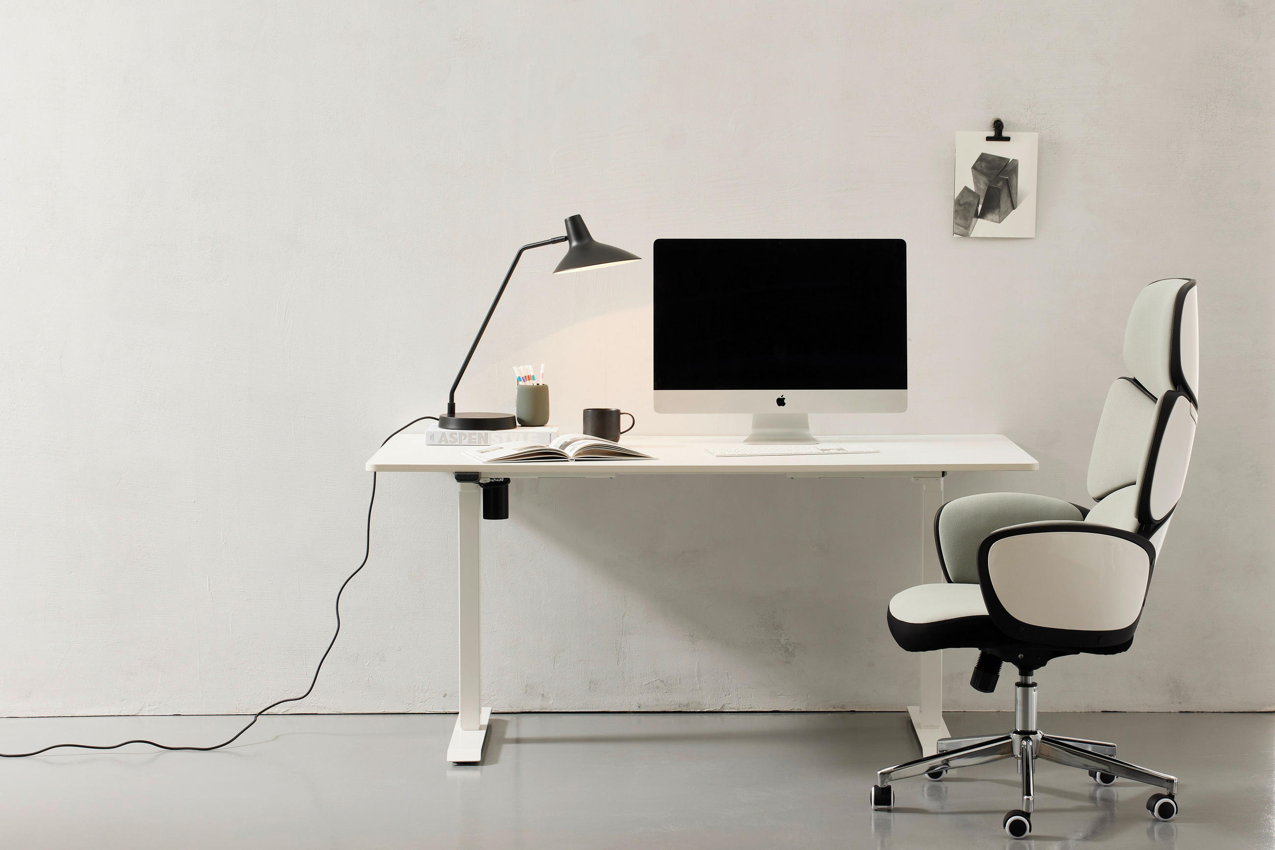 SCHREIBTISCH 160/80/73-123 cm in Weiss - Weiss, Modern, Holzwerkstoff/Metall (160/80/73-123cm) - Livetastic