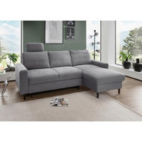 ECKSCHLAFSOFA Passione in Chenille Dunkelgrau  - Dunkelgrau/Schwarz, MODERN, Holz/Textil (234/147cm) - Livetastic