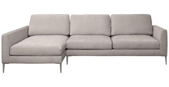 ECKSOFA Taupe Chenille  - Taupe/Silberfarben, KONVENTIONELL, Textil/Metall (143/284cm) - Carryhome