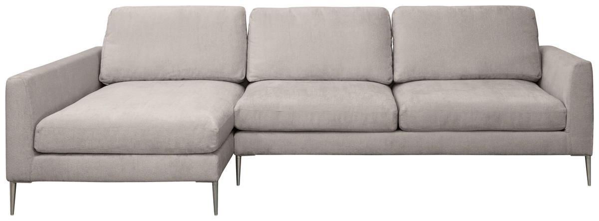 ECKSOFA Taupe Chenille  - Taupe/Silberfarben, KONVENTIONELL, Textil/Metall (143/284cm) - Carryhome