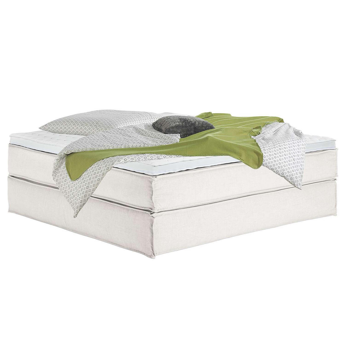 BOXSPRINGBETT 200/200 cm  in Creme  - Creme/Schwarz, Design, Textil (200/200cm) - home24