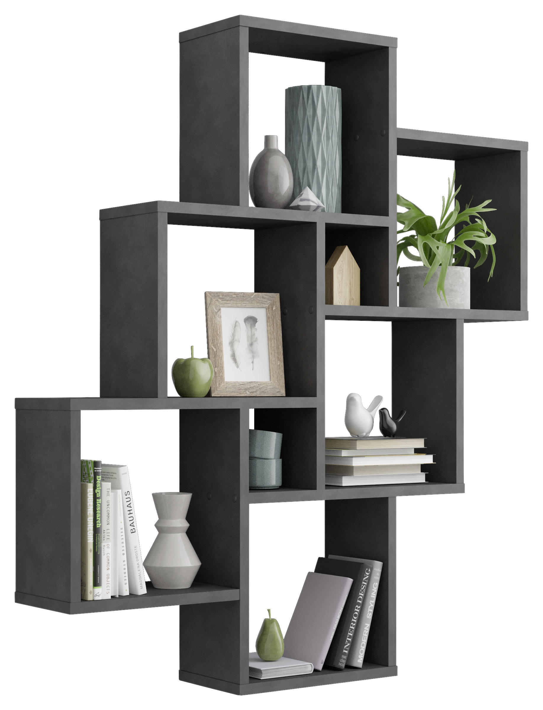 WANDREGAL LAURIO 2 - Schwarz, KONVENTIONELL, Holzwerkstoff (82/95/16cm) - MID.YOU