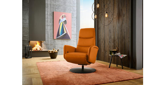 RELAXSESSEL in Leder Orange  - Schwarz/Orange, Design, Leder/Metall (76/108/86cm) - Dieter Knoll