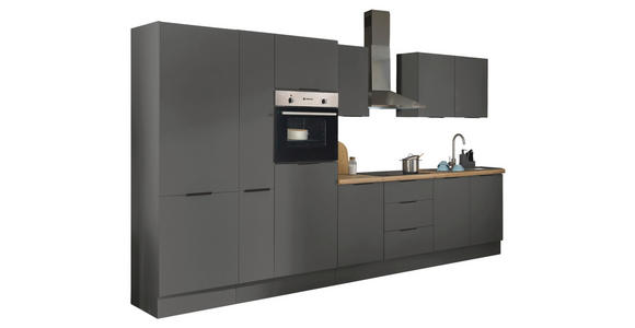 KÜCHENBLOCK in Graphitfarben - Schwarz/Graphitfarben, Basics, Holzwerkstoff/Metall (360/211/60cm) - Xora