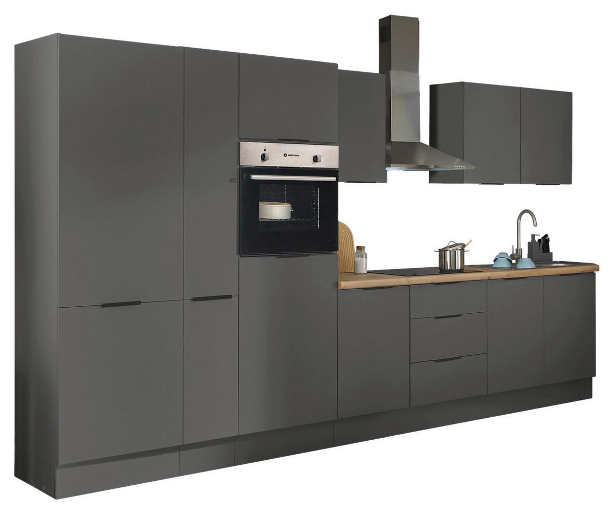 KÜCHENBLOCK   in Graphitfarben  - Schwarz/Graphitfarben, Basics, Holzwerkstoff/Metall (360/211/60cm) - Xora