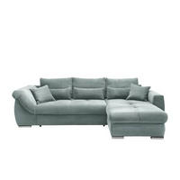 ECKSOFA Hellblau Cord  - Chromfarben/Hellblau, MODERN, Holz/Textil (302/188cm) - MID.YOU