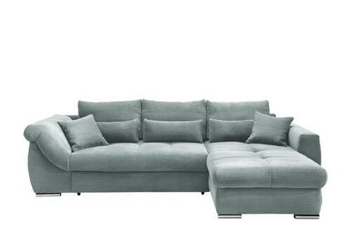 ECKSOFA Hellblau Cord  - Chromfarben/Hellblau, MODERN, Holz/Textil (302/188cm) - MID.YOU