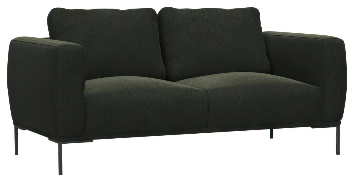 2,5-SITZER Webstoff, Flachgewebe Waldgrün  - Waldgrün/Schwarz, Design, Textil/Metall (180/80,5/87cm) - Livetastic