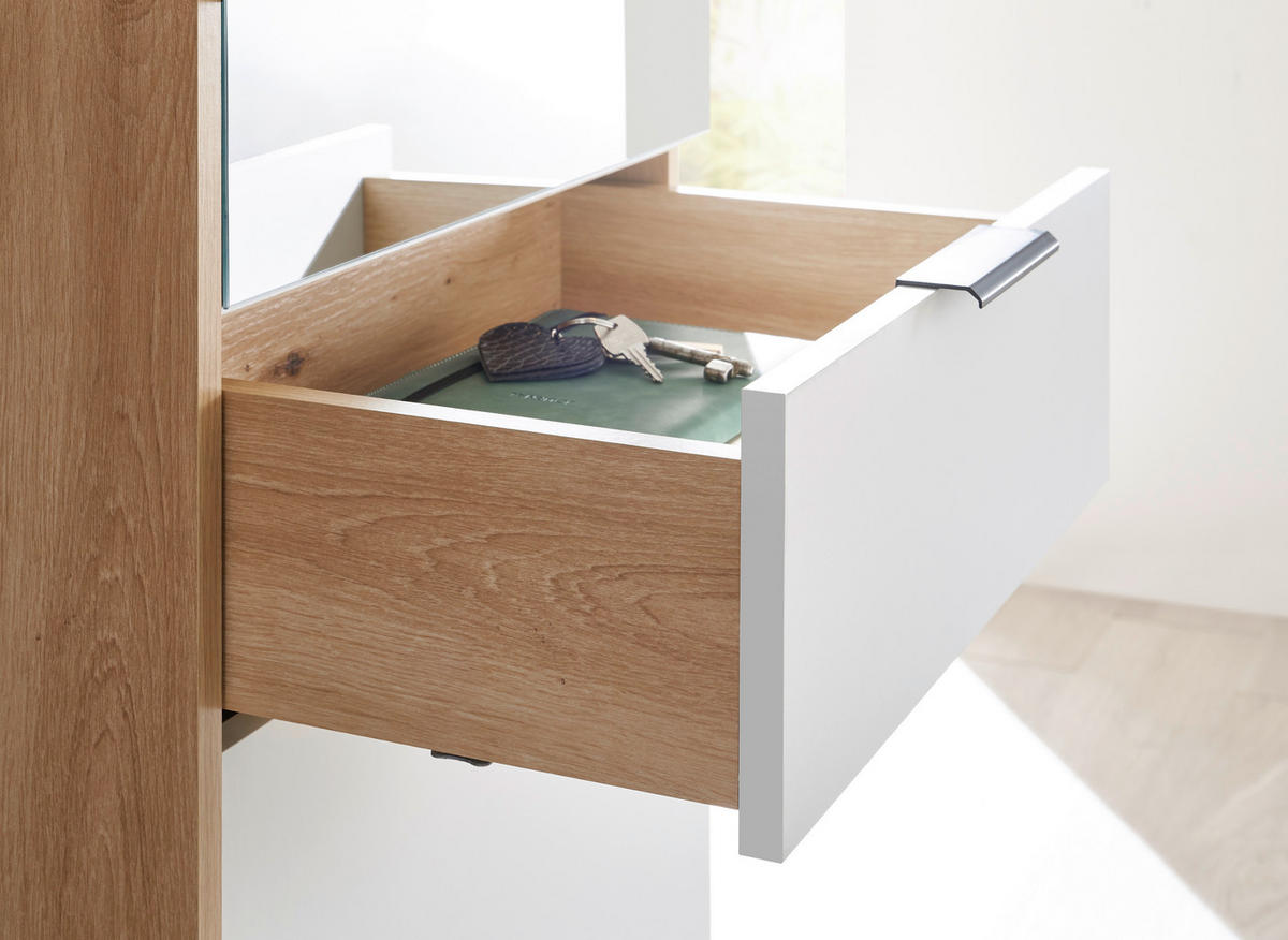 GARDEROBE  in 122/195/35 cm  - Weiß/Eiche Artisan, Design, Glas/Holzwerkstoff (122/195/35cm) - Xora
