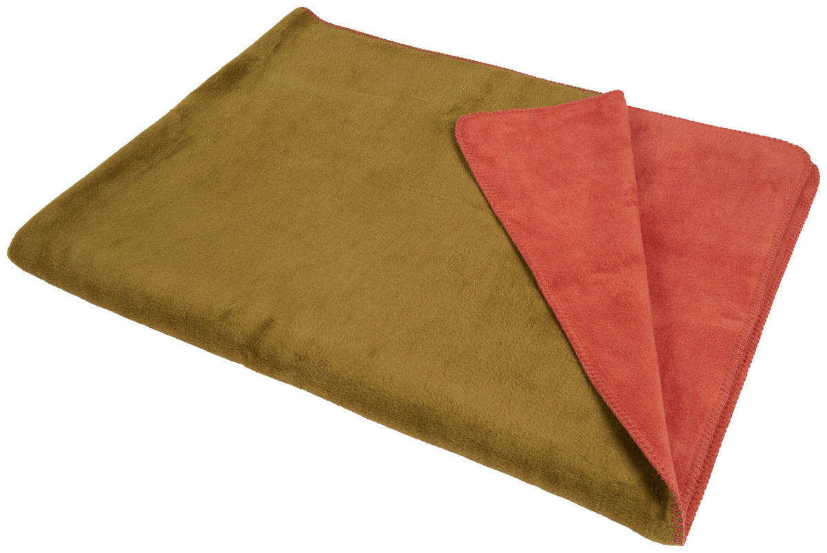 PĂTURĂ 150/200 cm  - teracotă/verde închis, Basics, textil (150/200cm) - Novel