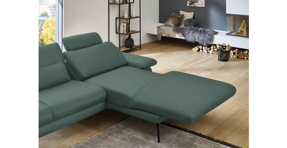ECKSOFA in Echtleder Opal 310/180 cm - Opal/Schwarz, Design, Leder/Metall (310/180cm) - Dieter Knoll