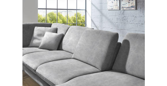 WOHNLANDSCHAFT in Velours Hellgrau - Hellgrau/Schwarz, Design, Textil/Metall (208/344/180cm) - Dieter Knoll